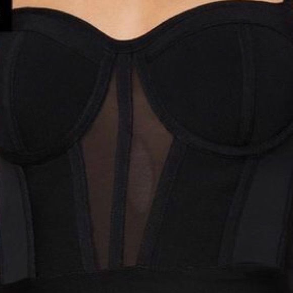 BEBE Feather Hem Bandage Dress - Picture 4 of 8